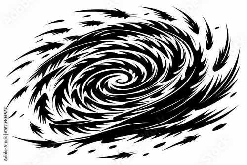 Intense swirling vortex design element, perfect for adding a dramatic flair to posters or websites, dynamic and visually striking, originally a scalable graphic for flexible design
