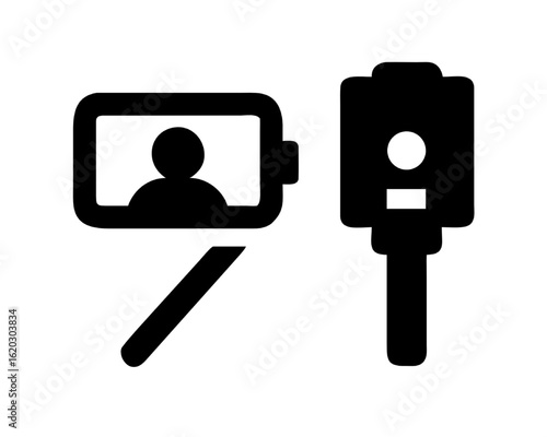 Selfie Stick and Camera Flash Icon