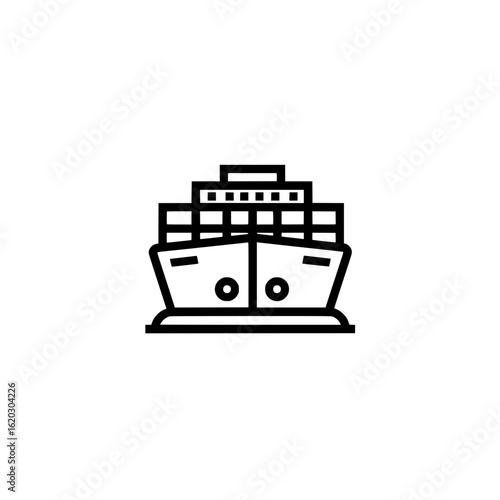 Large Ship Icon Representing Cargo Vessel Maritime Transport and Ocean Shipping Vector
