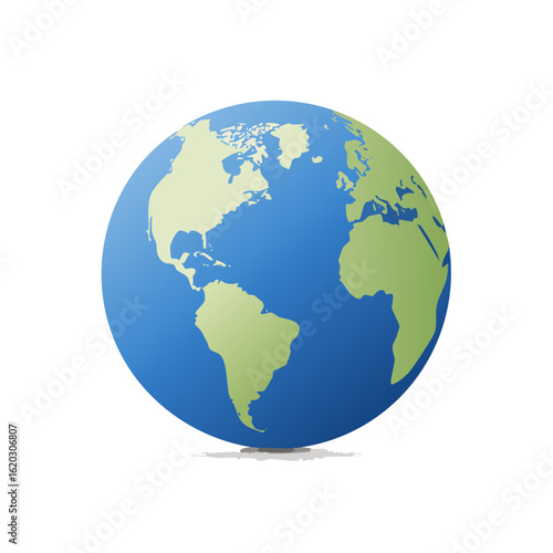 Earth globe illustration showing continents and oceans world map vector design for global travel environment ecology and science concepts