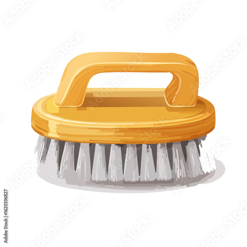 Cartoon scrub brush illustration for cleaning housework tool still life art product design vector image, cleaning supplies and tools