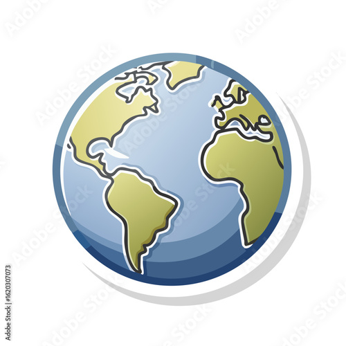 Globe illustration featuring continents oceans and orbital path on a dark background. Planet Earth with continents and oceans.