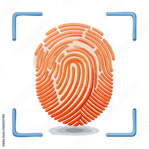 Scanning Fingerprint Illustration for Security Authentication and Identification