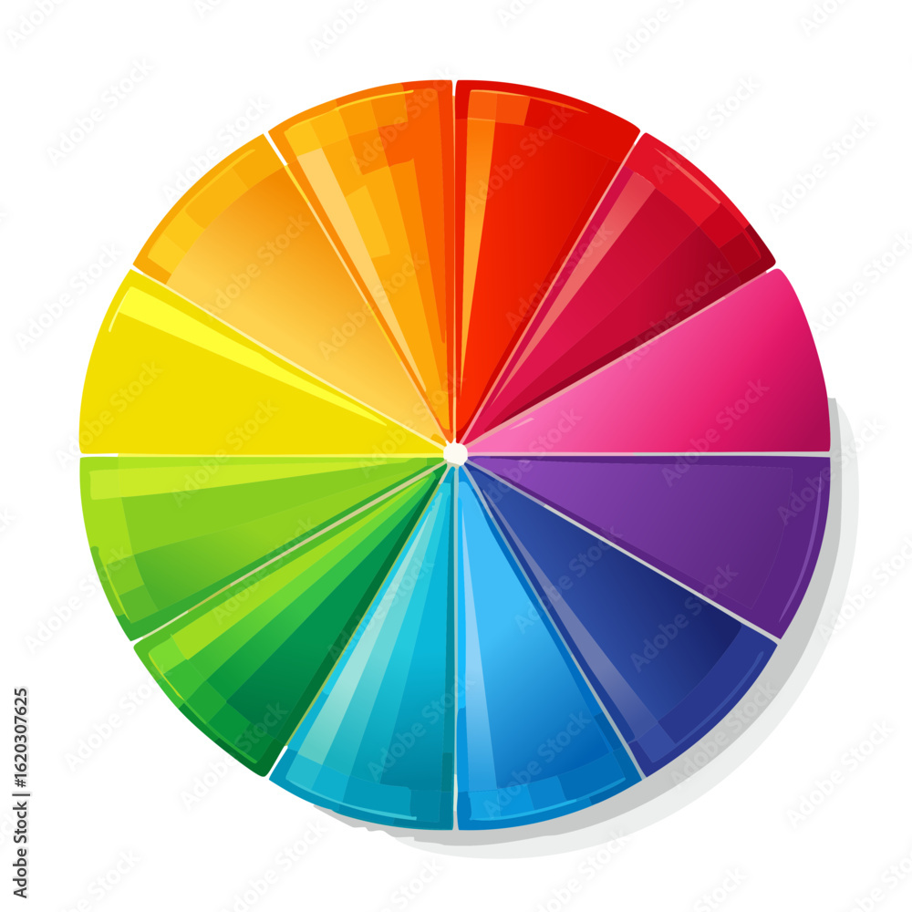 Obraz premium Vivid color wheel diagram with gradient rainbow spectrum for learning and design resources