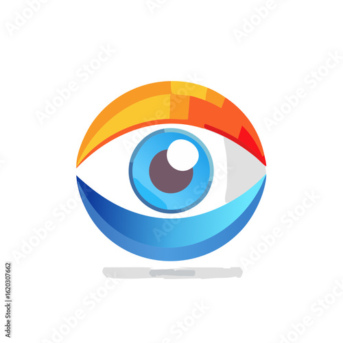 Abstract eye icon with colorful gradient, vector design element for vision or identity, modern flat style logo illustration