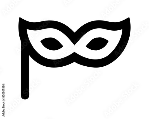 Minimalistic Black Party Mask Icon Festive Celebration or Themed Event Concept