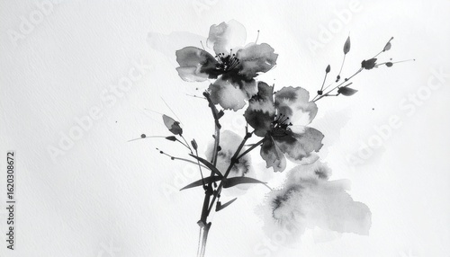 Wallpaper Mural Elegant Black and White Watercolor Flower Illustration Torontodigital.ca