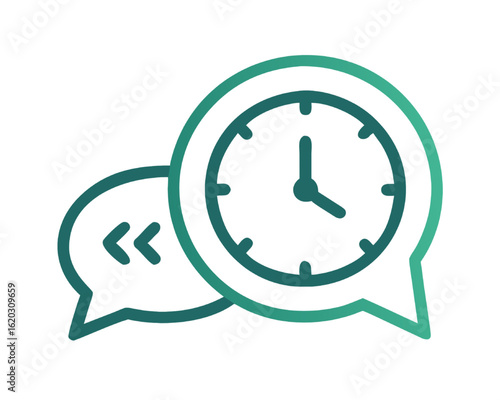 Chat Bubble with Clock Icon Time Management and Communication Concept Illustration