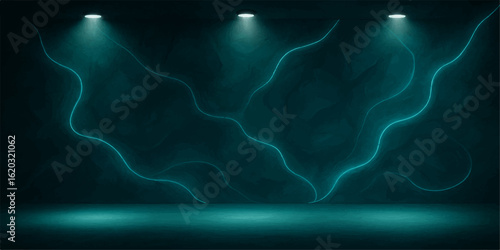 Glowing abstract blue background with light and smoky effects