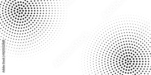 Set of halftone dots gradient pattern texture isolated on white background. Straight dotted spots using halftone circle dot raster texture. Vector blot half tone collection.