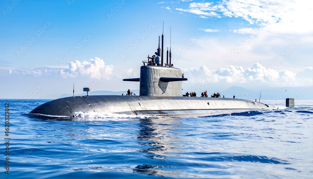 Fototapeta premium Modern submarine at sea (1)