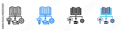 Education icon set multiple style collection