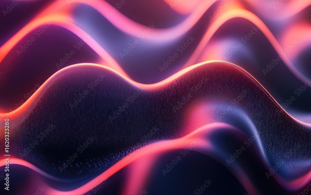 Fototapeta premium Abstract flowing light waves create a colorful, glowing fractal design, perfect for a dynamic digital art wallpaper with a smoke-like texture