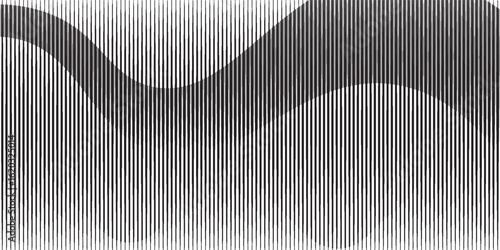 Abstract art geometric background with vertical lines. Optical illusion with waves and transition.
