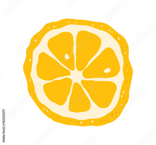 Lemon slice isolated. Citrus lemon illustration in doodle style.