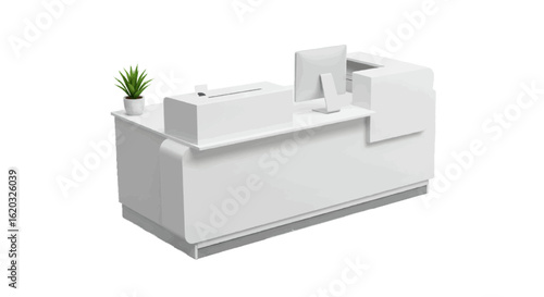 3D vector of a modern hospital reception desk on white background