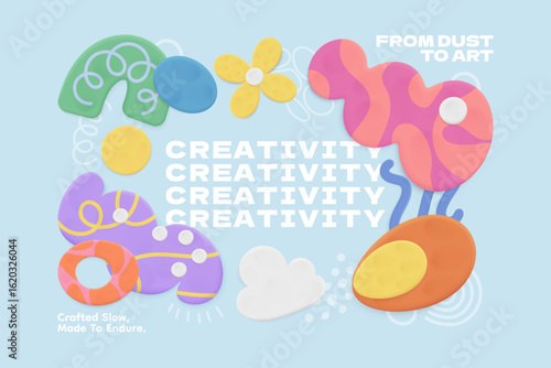 Realistic 3D Clay Style Illustration with Text