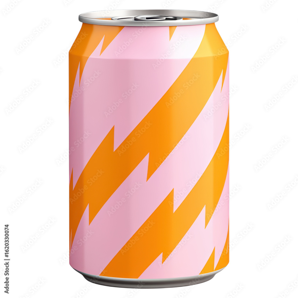 Fototapeta premium Brightly Colored Soft Drink Can with Abstract Design, isolated on transparent background.