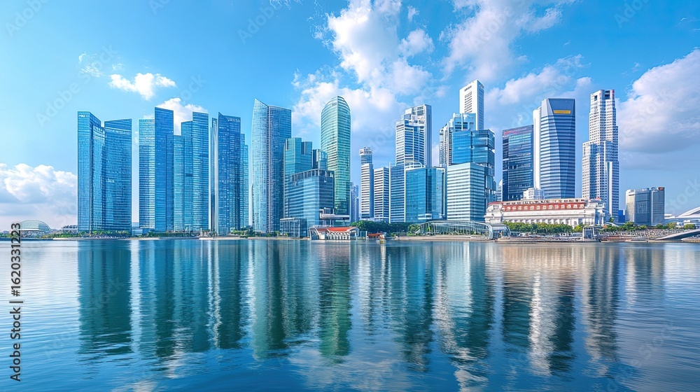 Naklejka premium High-rise office buildings forming a modern city skyline