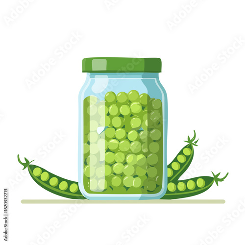 Jar  of Peas Isolated on a Transparent Background 