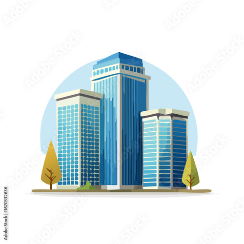 Skyscrapers cityscape illustration Modern architecture skyline Tall buildings urban landscape Cityscape backdrop