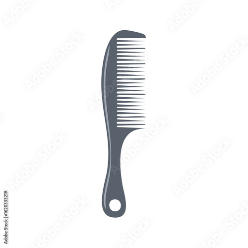 Stylized dark gray comb illustration Hair care grooming tool on black background Minimalist beauty accessory simple graphic