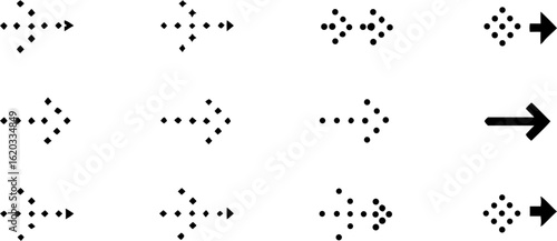Various arrow designs arranged in a grid pattern with different styles and point configurations shown