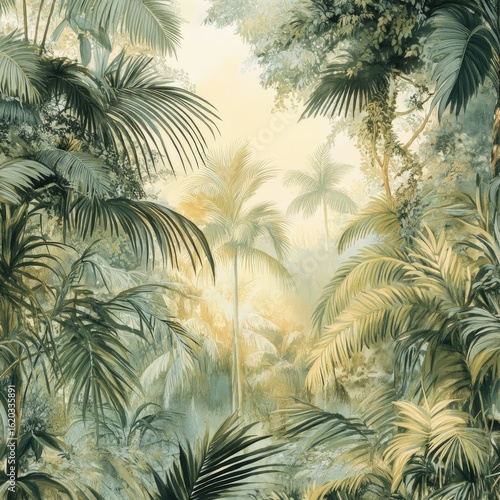 Tropical palm trees silhouetted against a sunny sky evoke a perfect summer beach vacation paradise