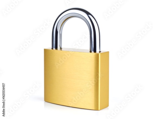 Solid Gold Padlock Isolated On White