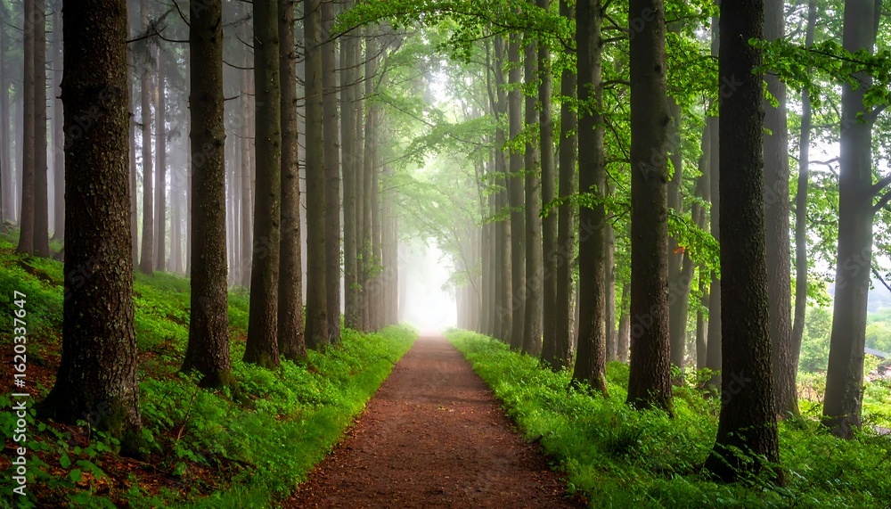 Obraz premium Misty forest path (1)