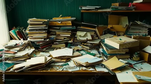 Messy Desk Filled With Papers and Files