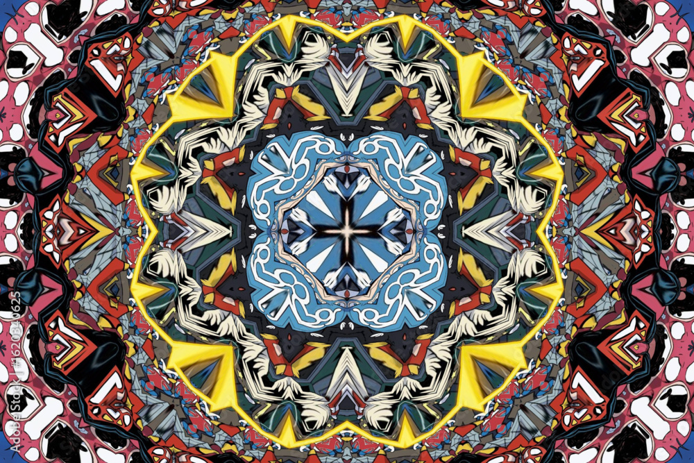Obraz premium Seamless Decoration Fabric Art Interior Wallpaper Texture Tile Geometric Digital Symmetric Luxury Visual Endless Design Textile Fashion Background Perspective Template Shape Graphic Cloth Pattern.