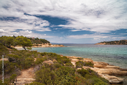 Wallpaper Mural Beautiful landscape with rocky shore of the beach on the Mediterranean Sea in Greece, Travel concept. Torontodigital.ca