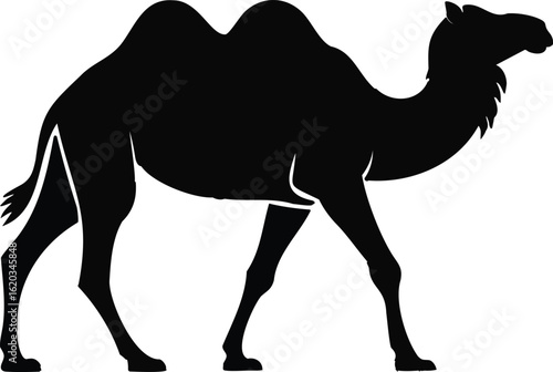 Dramatic camel silhouette evokes desert adventure and exotic travel destinations today for designers