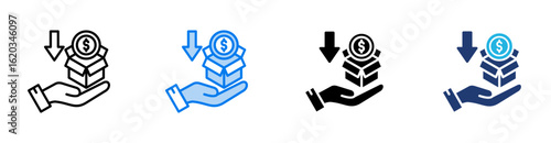 Cost icon set multiple style collection