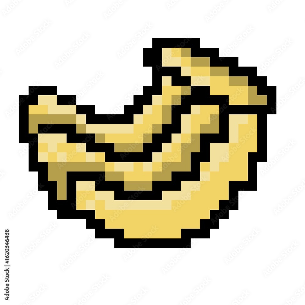 Fototapeta premium Pixel Art Style Illustration of Vibrant Yellow Banana Bunch