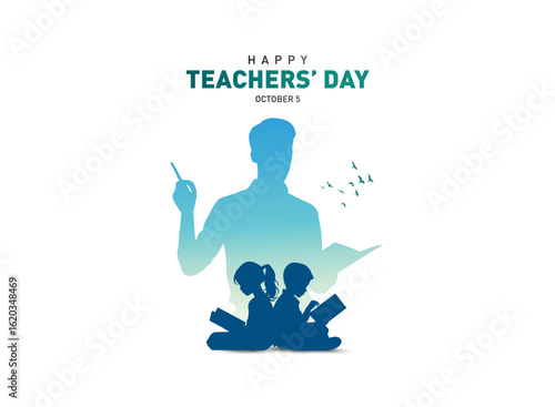 Happy Teacher's day concept vector illustration background. Creative teacher's day vector education concept.