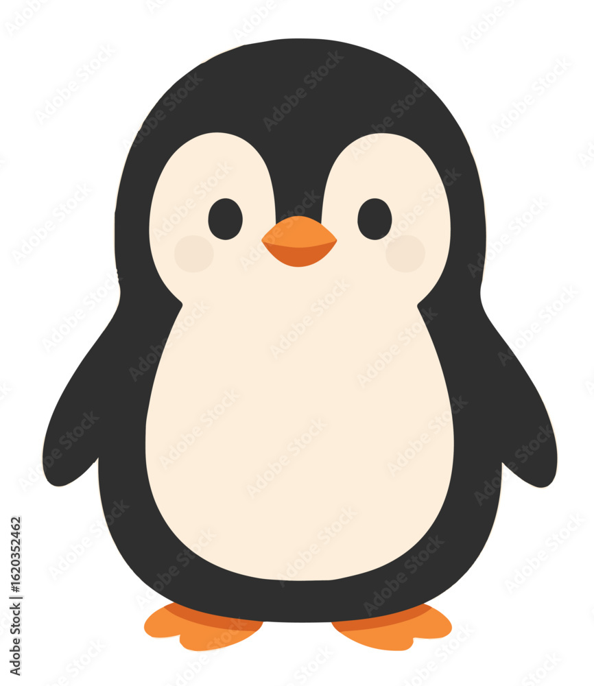 Fototapeta premium Cartoon Penguin Standing Flat Vector of Arctic Animal