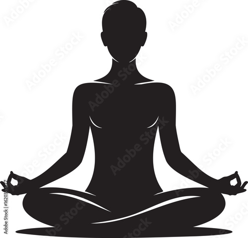 Find inner peace with this striking yoga silhouette in lotus position for wellness and mindfulness projects