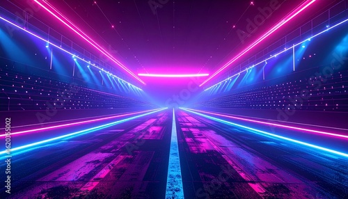 Light e-sport race game presentation background with 3D glow light effect 