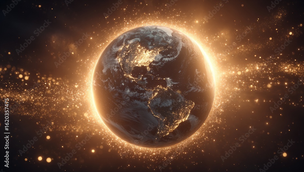 Fototapeta premium Earth, radiant, cosmic glow