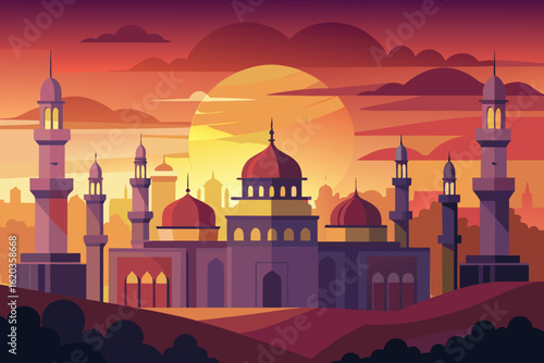 mosque at sunset