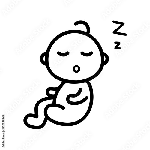 Baby sleeping peacefully with closed eyes and a content expression  