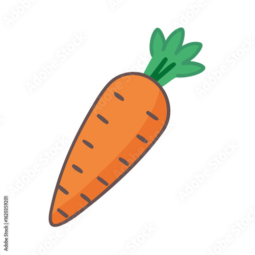 Isolated Vector Illustration of a Cartoon Style Carrot with Brown Accents