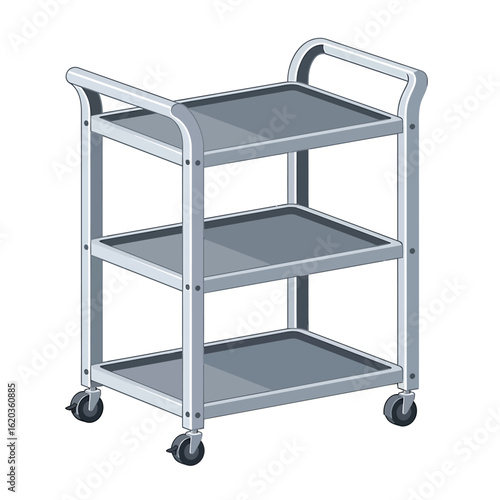 Isometric Three-Tier Utility Cart