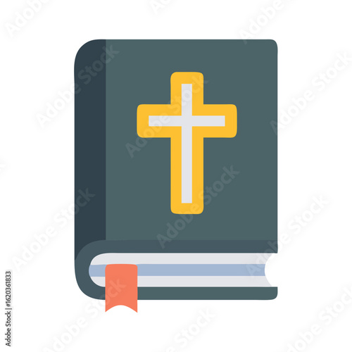 A flat vector style icon of a holy bible or prayer book