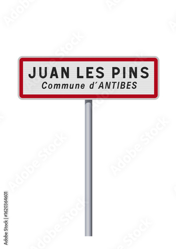 Panneau d'entrée de Juan Les Pins commune d'Antibes (Alpes Maritimes) en vectoriel
