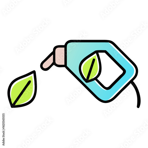 Biofuel pump with leaf, symbolizing renewable energy and ecofriendly fuel isolated on white background
