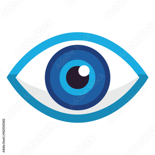 Blue eye icon, a symbol of vision and sight isolated on white background