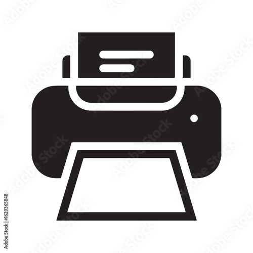 Printer icon, office equipment symbol for printing documents, simple black vector for copy and fax machine
